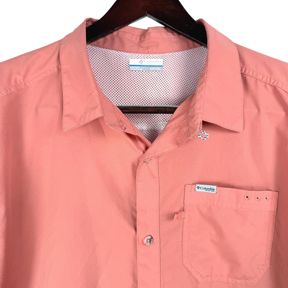 Columbia‎ Men's PFG Short Sleeve Fishing Shirt 2XTB Coral Mesh Vent Outdoor